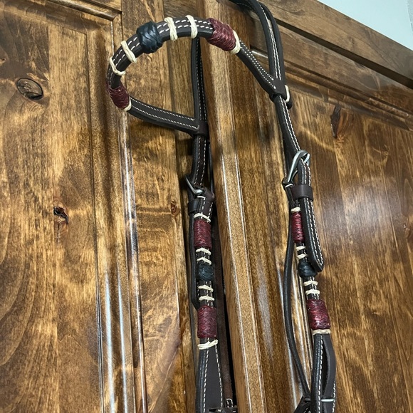 Horse size leather rawhide Headstall - Picture 2 of 3